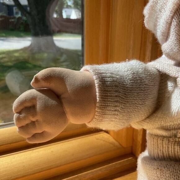 1978 1983 O.A.A CPK Cabbage Patch Kid Clothing and Shoes One Tooth Blue Eyes 16" - Picture 4 of 9